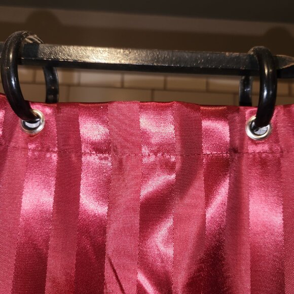 Shower Curtain Burgundy Striped Standard Size - Picture 4 of 5